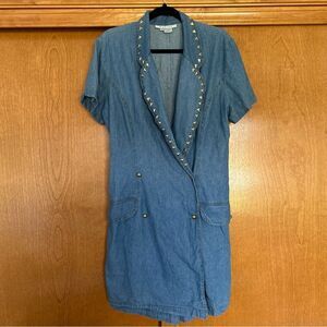 Vintage Ashlee Denim Studded Embellished Romper Size 14 Western Rodeo Concert